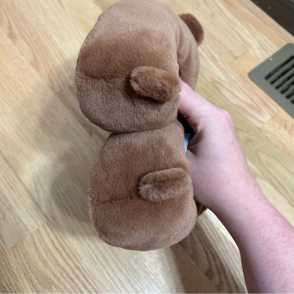 Cat & Jack Gatlin Bear Slippers NWT 13/1 Brown Kids Slip On Plush